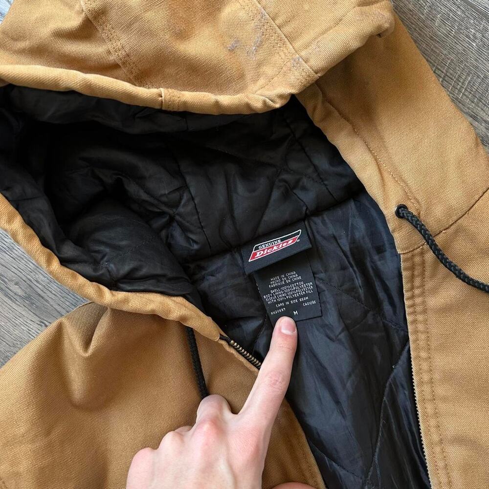 Swag Vintage Y2K Thrashed Dickies Brown Canvas Hooded Work Jacket - Picture 4 of 8